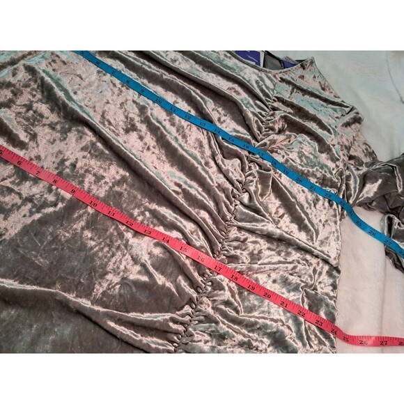 Future Collective Silver Velvet Ruched Long Sleeve Open Back Dress Size 3X NWT - Picture 11 of 16